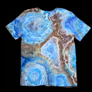 L blue and brown geode tie-dye t-shirt