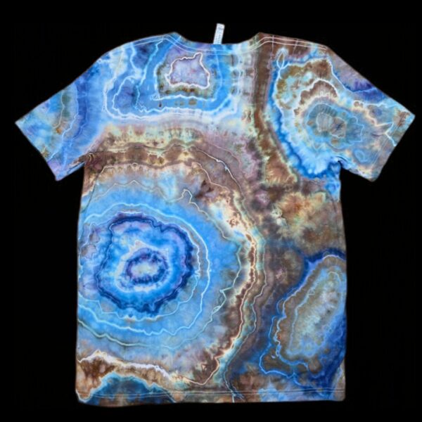 L blue and brown geode tie-dye t-shirt