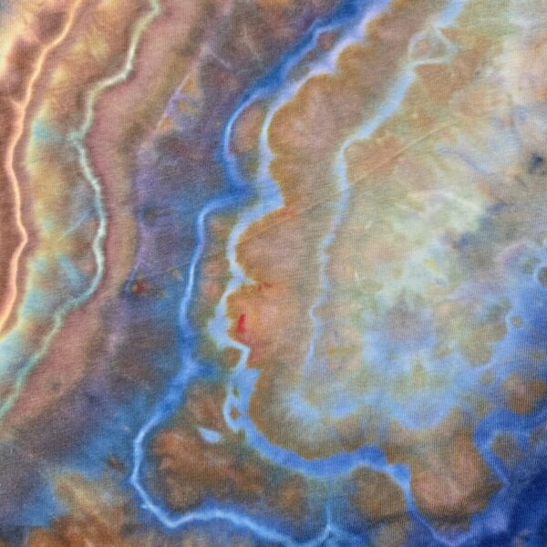 L blue and brown geode tie-dye t-shirt