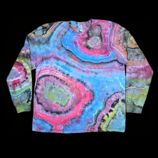 3XL rainbow geode tie-dye long sleeve t-shirt