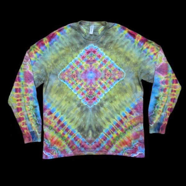 XL diamond mandala tie-dye long sleeve t-shirt