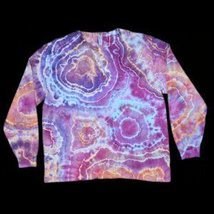 2XL pink geode long-sleeve tie-dye t-shirt