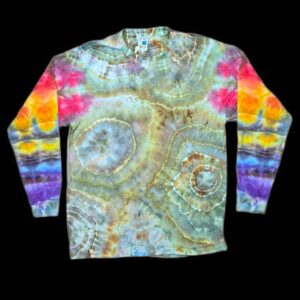Large geode w rainbow sleeves long-sleeve tie dye