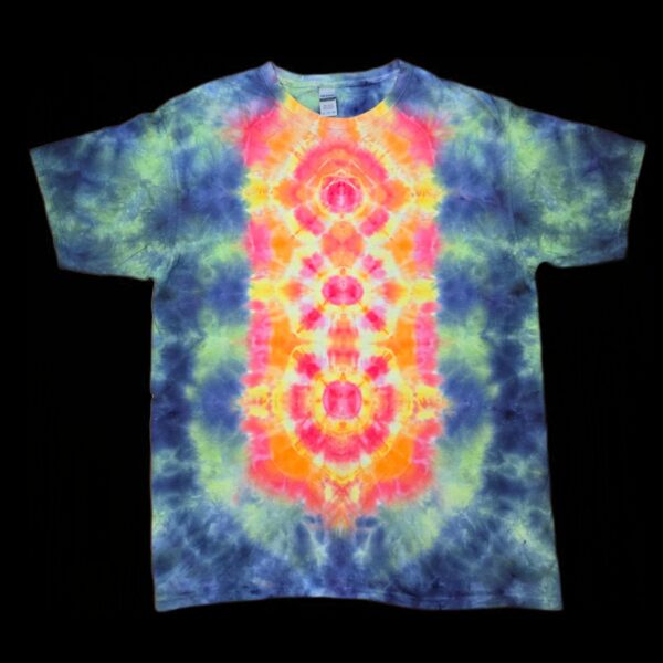 XL tie dye t-shirt, abstract mandala/totem design