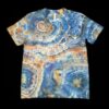 Large blue geode tie dye v-neck t-shirt, unisex L