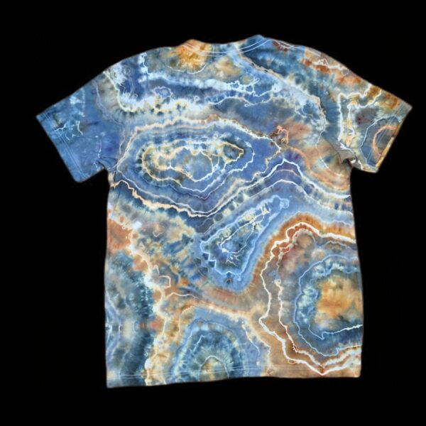 Large blue geode tie dye v-neck t-shirt, unisex L