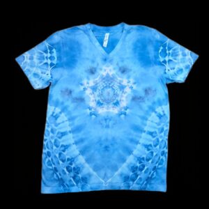 Large monochrome star tie dye v-neck t-shirt, unisex L