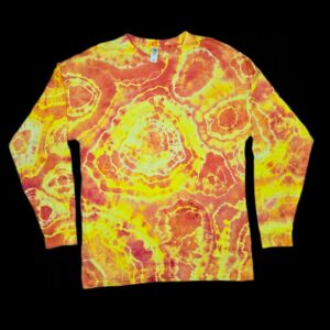 L molten yellow geode tie dye t-shirt, unisex large