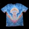 Large mushroom and rainbow tie dye t-shirt, unisex L