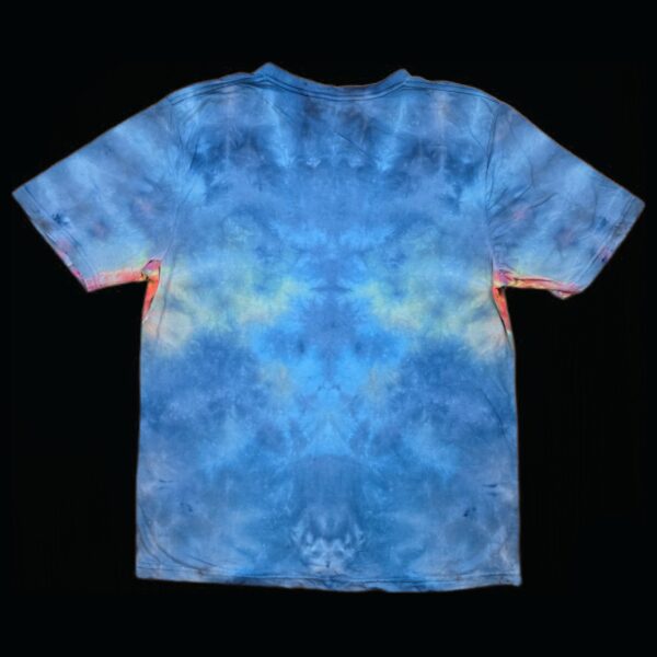 Large mushroom and rainbow tie dye t-shirt, unisex L