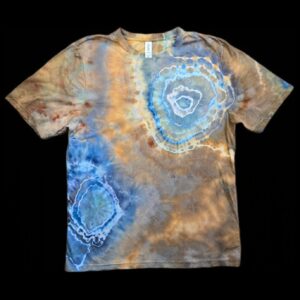 Medium blue brown geode tie dye t-shirt, unisex M
