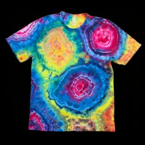 Large vibrant rainbow geode, unisex heavyweight tie dye t-shirt