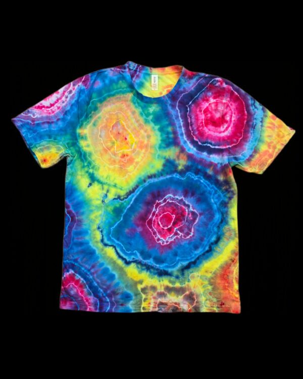 Large vibrant rainbow geode, unisex heavyweight tie dye t-shirt