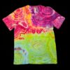 Large split color geode tie dye t-shirt, unisex L v-neck