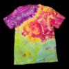 Large split color geode tie dye t-shirt, unisex L v-neck