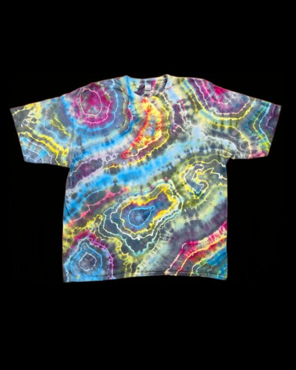 3XL rainbow geode tie dye t-shirt, triple XL unisex